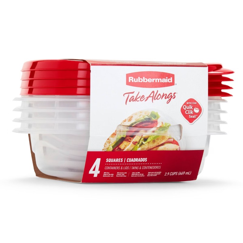 Food Storage Acrylic Containers - 4'lü TakeAlongs Kare 2.9 Bardak Gıda