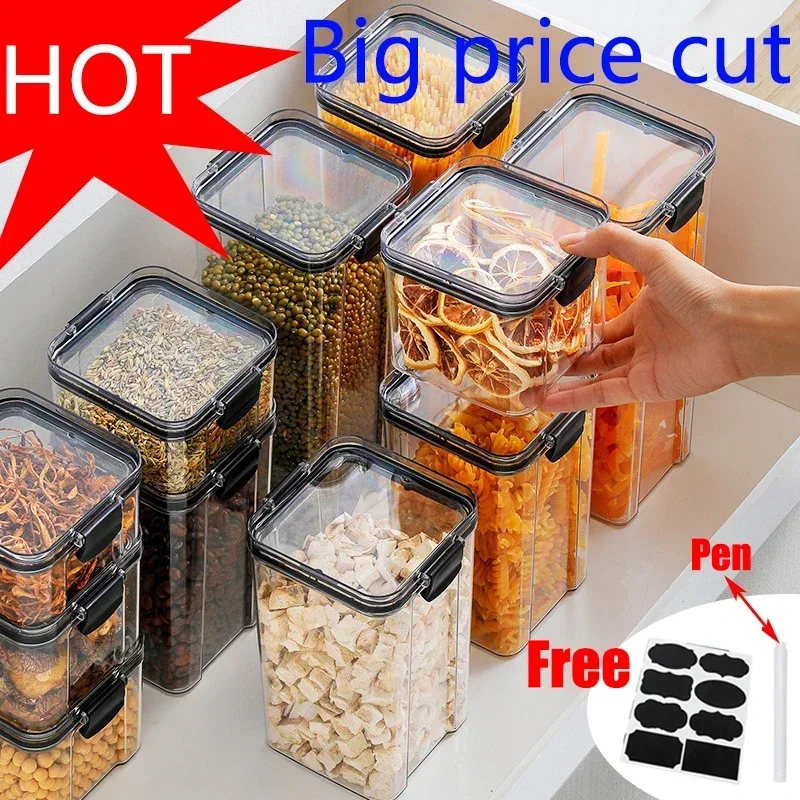 Airtight Cereal Jar - 460-1800 ml Setleri Istiflenebilir Mutfak Mühürlü