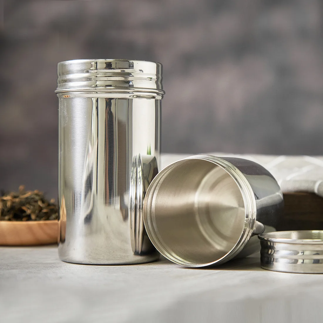 Airtight Cereal Jar - Paslanmaz Çelik Mühürlü Saklama Kavanozu, Kahve