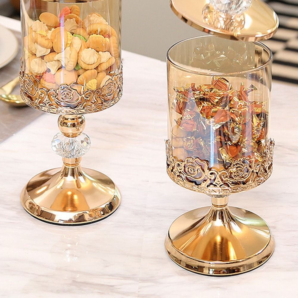 Food Storage Jars With Lids - Altın Kaplama Avrupa Tarzı Şekerlik Dekoratif