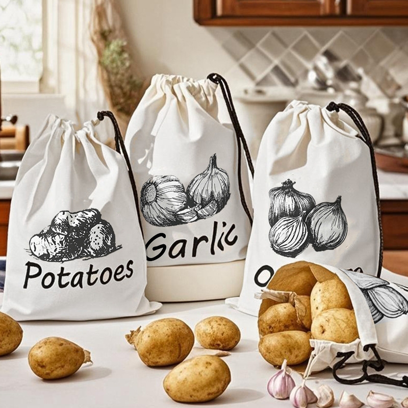 Food Storage Zipper - Patates Soğan Sarımsak Desenli Saklama Çantası