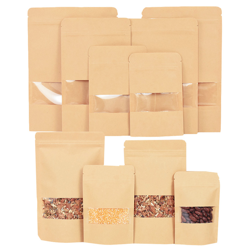 Food Storage Zipper - 20/50 adet Kraft Kağıt kilitli poşetler