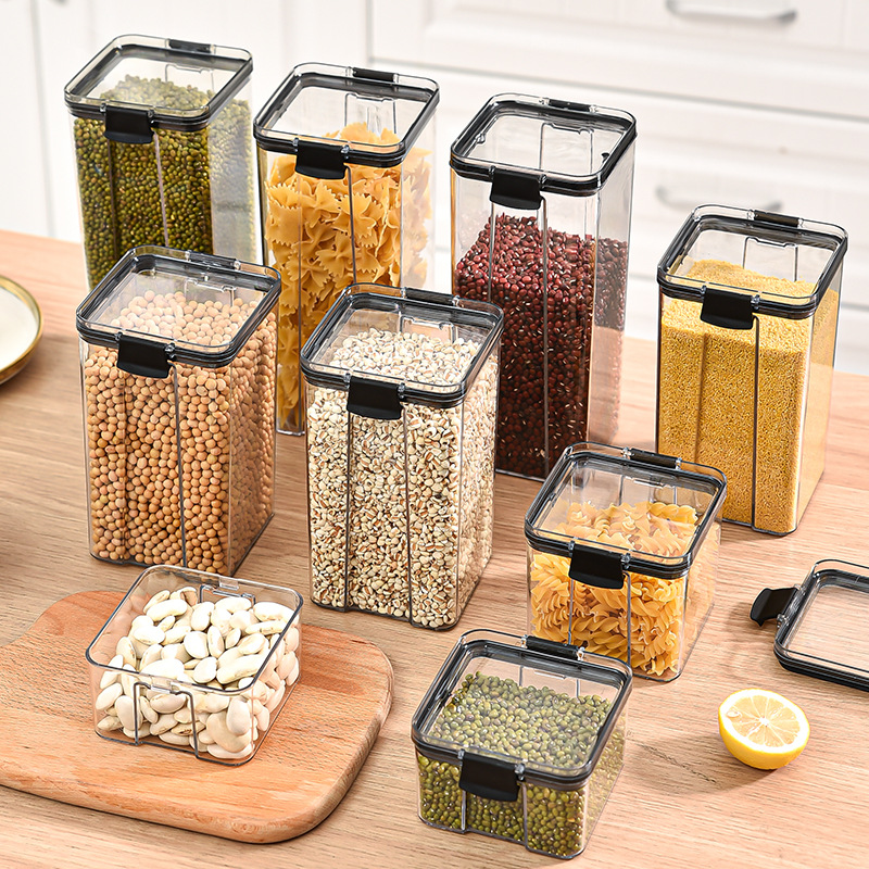 Airtight Cereal Jar - 1-4 adet mühürlü kavanoz mutfak organizatör