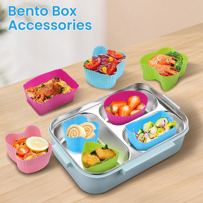 Food Storage Heat - 8 adet silikon öğle yemeği kutusu