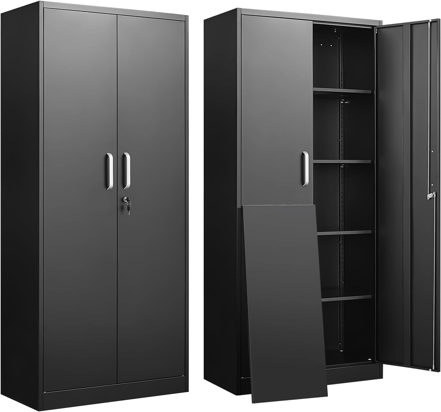 Food Storage For Room - Ayarlanabilir Raflı Metal Saklama Dolabı Kapılı