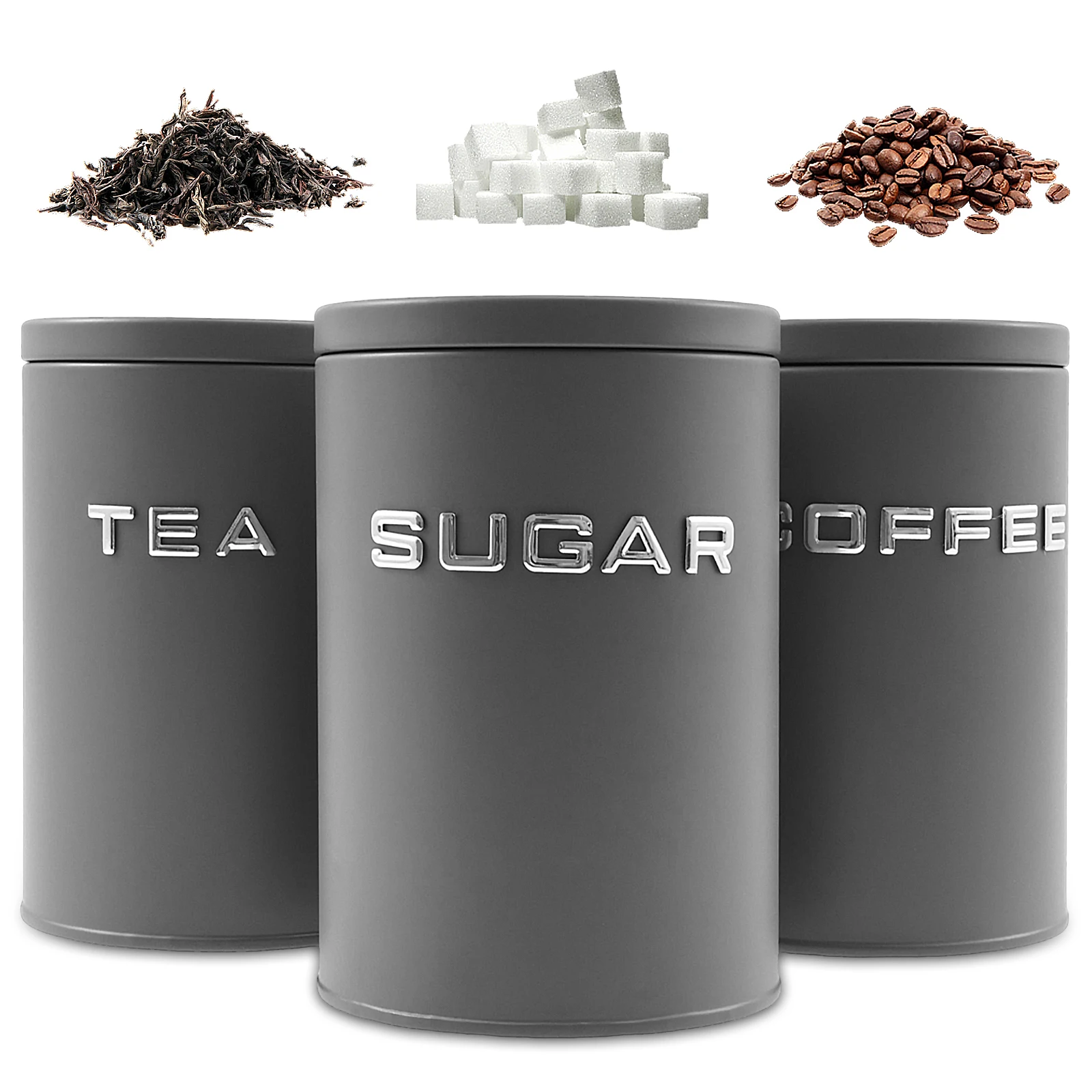 Food Storage Jars With Lids - 3 Adet Çay Kahve Şeker Saklama