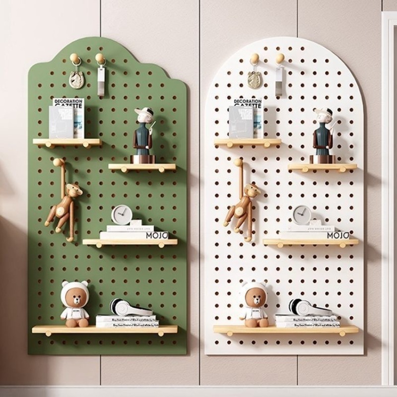 Food Storage Home - Ahşap Delikli Pano Duvar Rafı Dekoratif