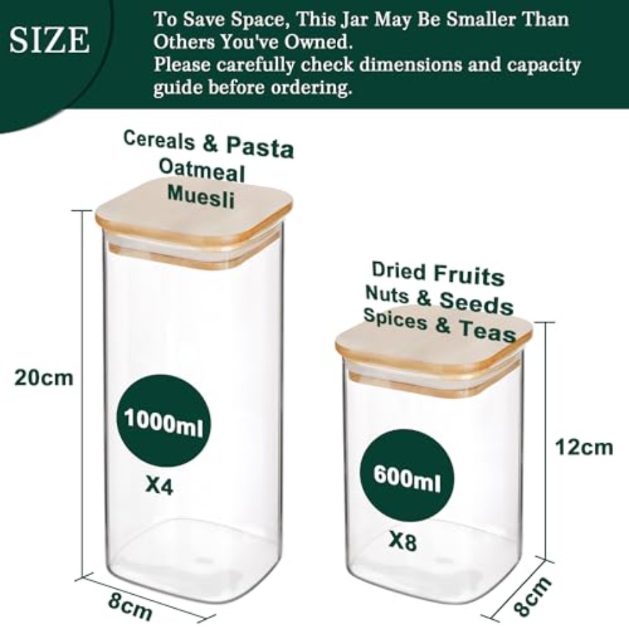 12'li Paket Kare Cam Saklama K - Food Storage For Pantry incelemesi ve fiyatı