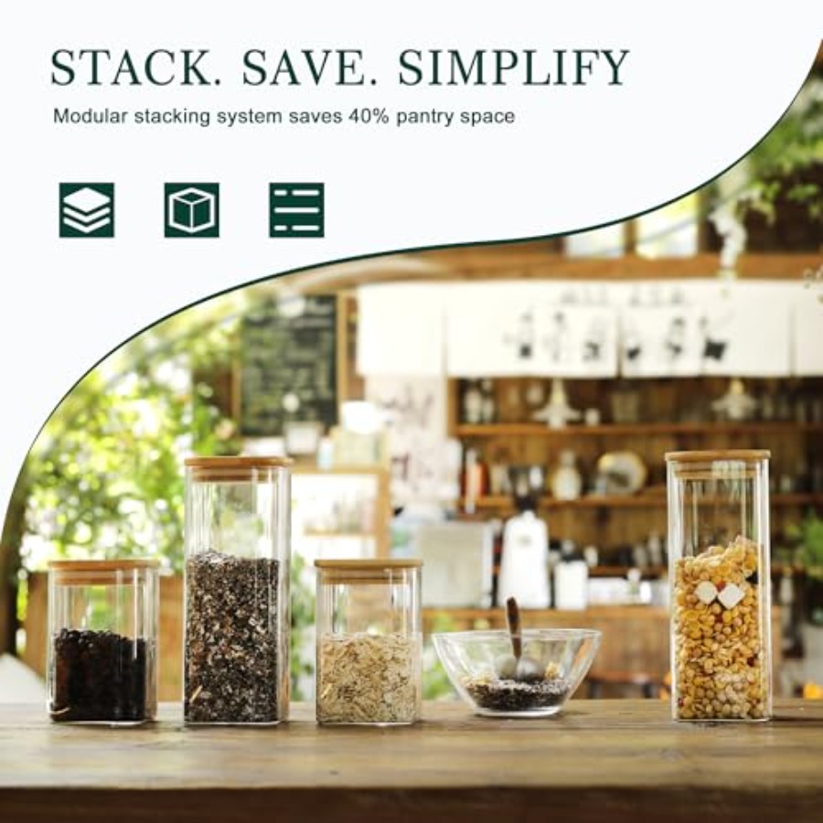 12'li Paket Kare Cam Saklama K - Food Storage For Pantry incelemesi ve fiyatı