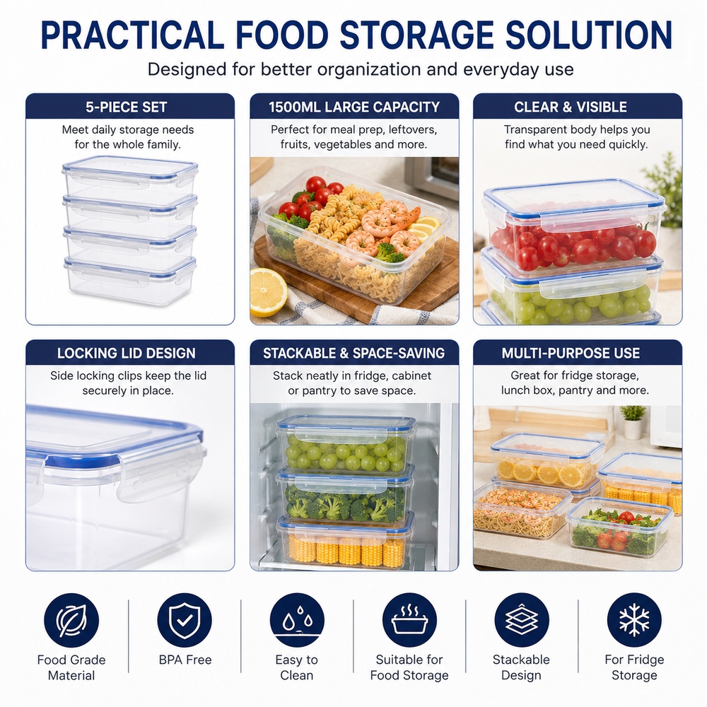 5 Adet Şeffaf Plastik Gıda Sak - Food Storage Prep Containers incelemesi ve fiyatı