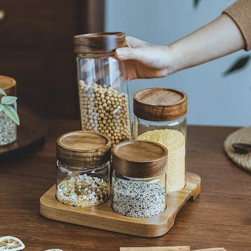 Ahşap kapak Orgnizer cam hava  - Food Storage Jars With Lids incelemesi ve fiyatı