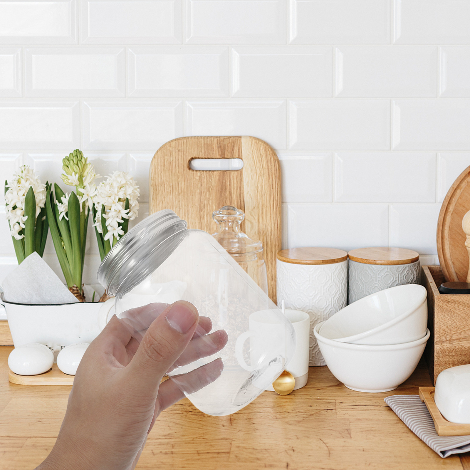 4 Adet Şeffaf Plastik Kavanoz, - Food Storage Jars With Lids incelemesi ve fiyatı
